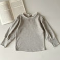 thumbnail image 2 of yillto Little Girls Shirts Mock Neck Lace Hem Pullover Long Sleeve Ribbed Tops Kids Girl Cute Shirt, 2 of 3