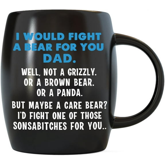 MUG A DAY 16oz Fight A Bear Dad Coffee Mug Cup Cool Gifts For Worlds #1 New Soon To Be Dad Father Bonus Stepdad Husband from Daughter Son Wife Funny Dads Gift for Fathers Day Birthday Christmas
