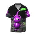 thumbnail image 2 of Lsque Pikmin print Men's Cuban Collar Short Sleeve Shirt Summer Beachwear Casual Button Down Fashionable Vacation Leisure Shirt-Large, 2 of 7