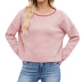 thumbnail image 3 of Sweaters for Women Business Casual Cardigan Knit Top Professional Office Women's Pullover Sweater Soft Knit Casual Loose Fit Round Neck Basic Solid Color Top For Daily Wear And Outfits, 3 of 9