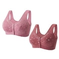 thumbnail image 1 of WTXUE Bras for Women Pack of 2, Deep V-Neck High Support Bras for Women Adjustable Strap Full Coverage Up Bras Comfortable No Underwire Wireless Bras (Hot Pink, L), 1 of 8