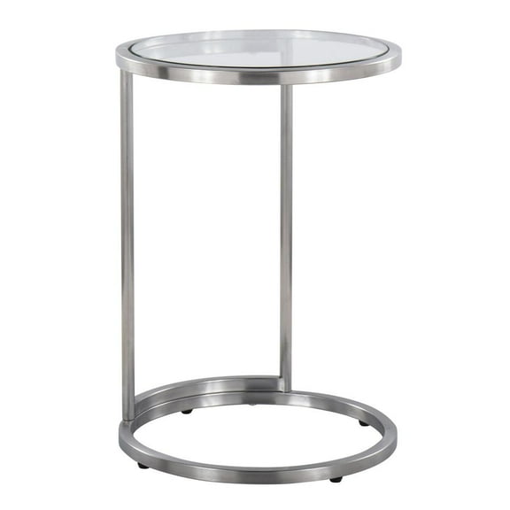 LumiSource Stainless Steel, Clear Glass Round Zenn End Table