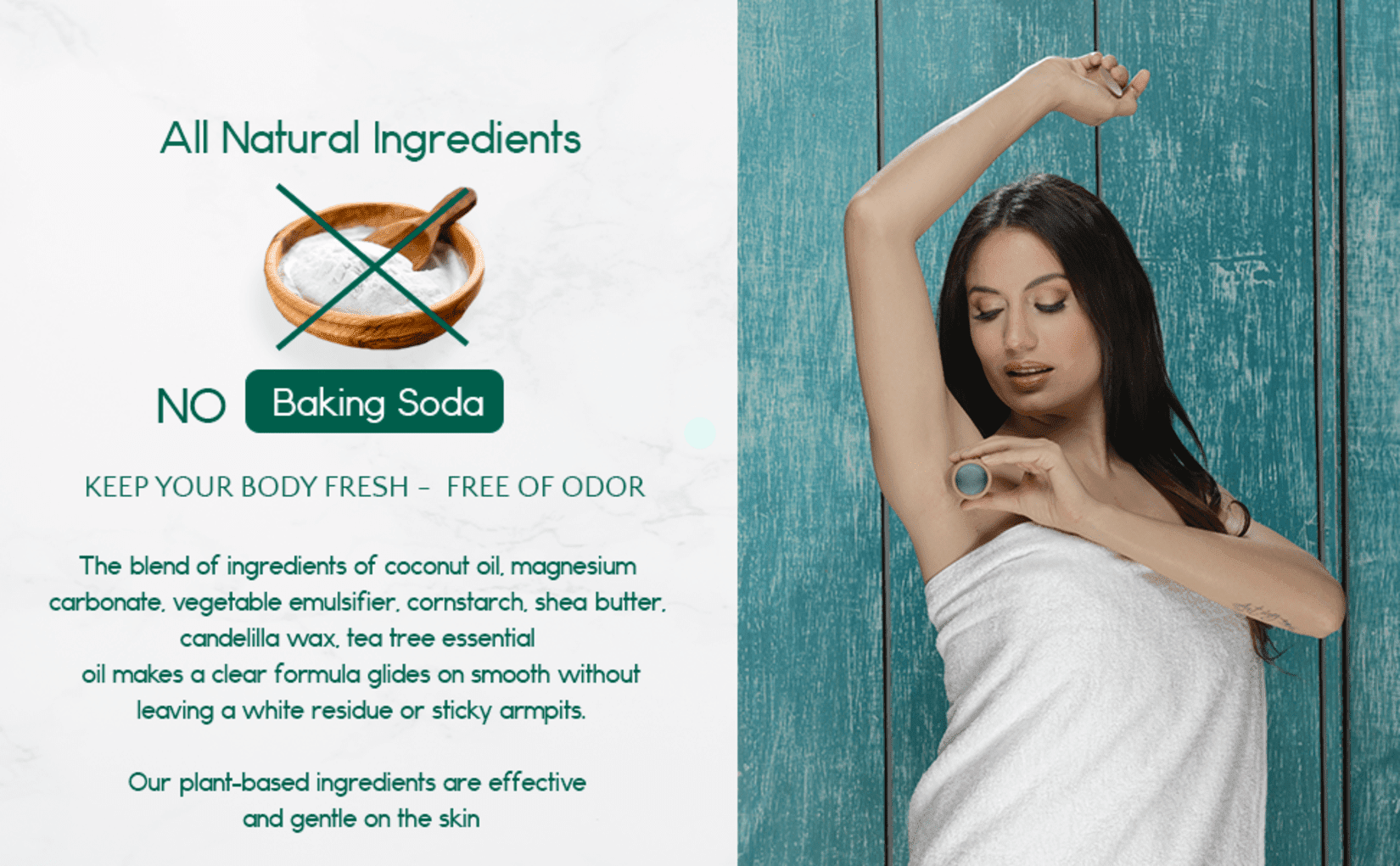 BeNat. 2-Pack. All-Natural Deodorant. Plastic-Free. Zero-Waste. No-Baking Soda & Tea Tree. Eco-Friendly. 3oz each.