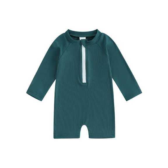 Hirigin Toddler Baby Boy One Piece Rash Guard Swimsuits 3 6 12 Months 2T 3T 4T Cute Print Long Sleeve Bathing Suit Zip Up Swimwear