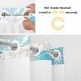 thumbnail image 5 of Turquoise Coastal No Hook Shower Curtain with Snap in Liner, Waterproof Fabric Shower Curtains, Grey Teal Beige Coral Starfish Nautical Shower Curtain Set Top See Through for Bathroom 36"x78", 5 of 8