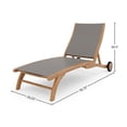 thumbnail image 2 of Perrin Teak Outdoor Reclining Chaise Lounger in Taupe with Wheels, 2 of 6