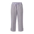 thumbnail image 4 of Asgosdo Women Capris Pants High Waisted Side Slit Striped Casual Basic Beach Vacation Pants with Pockets, 4 of 5
