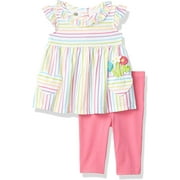 Kids Headquarters Girls 12-24 Months Stripe Tunic Legging Set (Multi 18 Months)