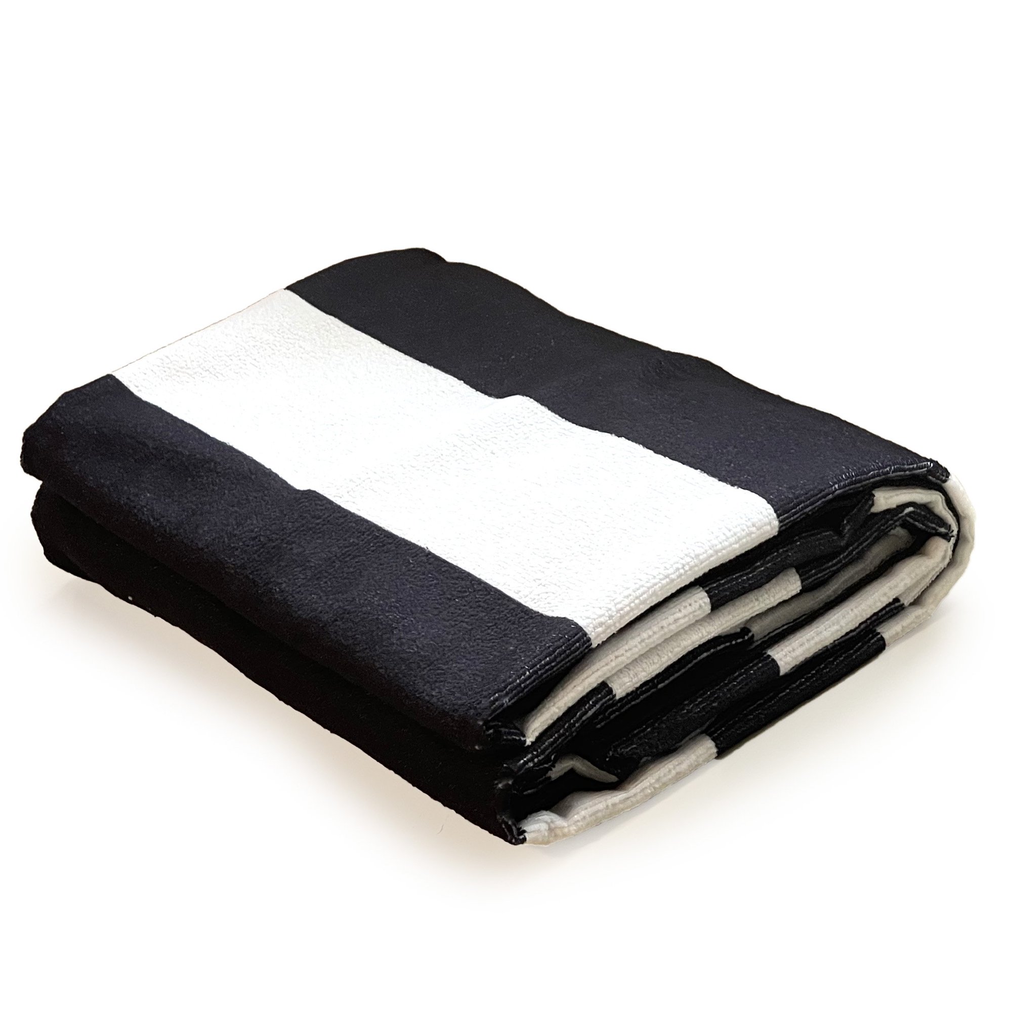 Allgala Oversize 40x70 Inch (1x1.8M) Cabana Stripe Design Microfiber Beach Towel-Black (Pack of 1)-BT81202