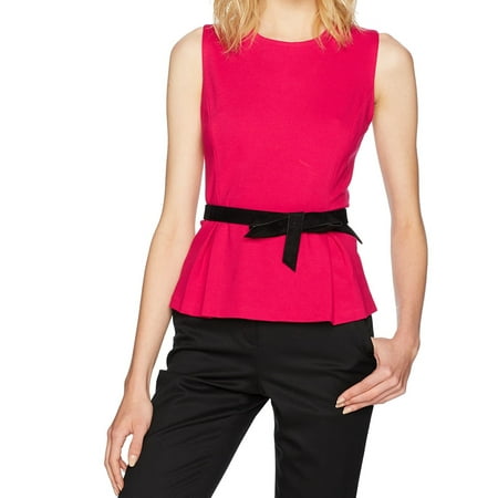 Fiesta Women's Bow-Belt Peplum Pleated Blouse 14