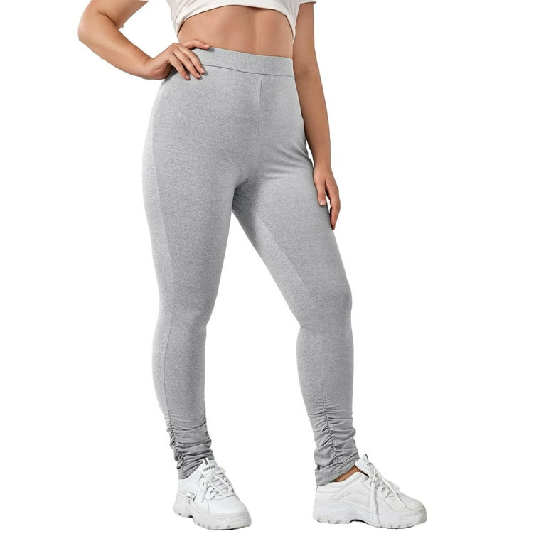 Women's Plus Size Stacked Leggings Casual Yoga Sport Pants Slim Hem Pants  Workout Active Sweatpants 1XL(14)