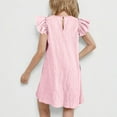 thumbnail image 6 of CYRBOKO Girls Summer Dresses, A-line Casual Flutter Sleeve Birthday Midi Dresses Pink Size 6-7T, 6 of 9