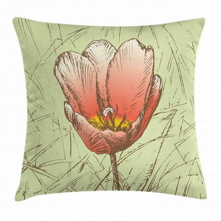 Tulip Throw Pillow Cushion Cover Grunge Style Background With