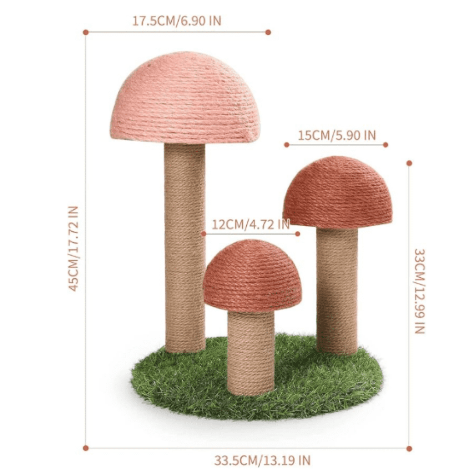 Cat Scratching Post, Mushroom Claw Scratching Post for Cat, Natural Sisal Cat Scratchers with 3 Mushroom Pole, Cat Interactive Toys