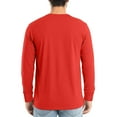 thumbnail image 4 of Men's V-Neck Solid Color Long Sleeve T-Shirt Casual Basic Tee Minimalist Style Loose Fit Comfortable Everyday Crew Top,Red,3XL, 4 of 6