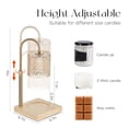 thumbnail image 3 of Sziqiqi Gold Crystal Candle Warmer Lamp with Timer: Height Adjustable Wax Warmer for Fragrance Diamond Faceted Glass Shade Wood Base Safe Flameless Home Decor for Bedroom Gift for Mom Women, 3 of 7