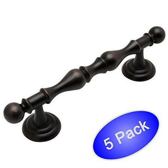 Cosmas 7344ORB Oil Rubbed Bronze Cabinet Hardware Furniture Handle Pull - 4" Hole Centers - 5 Pack