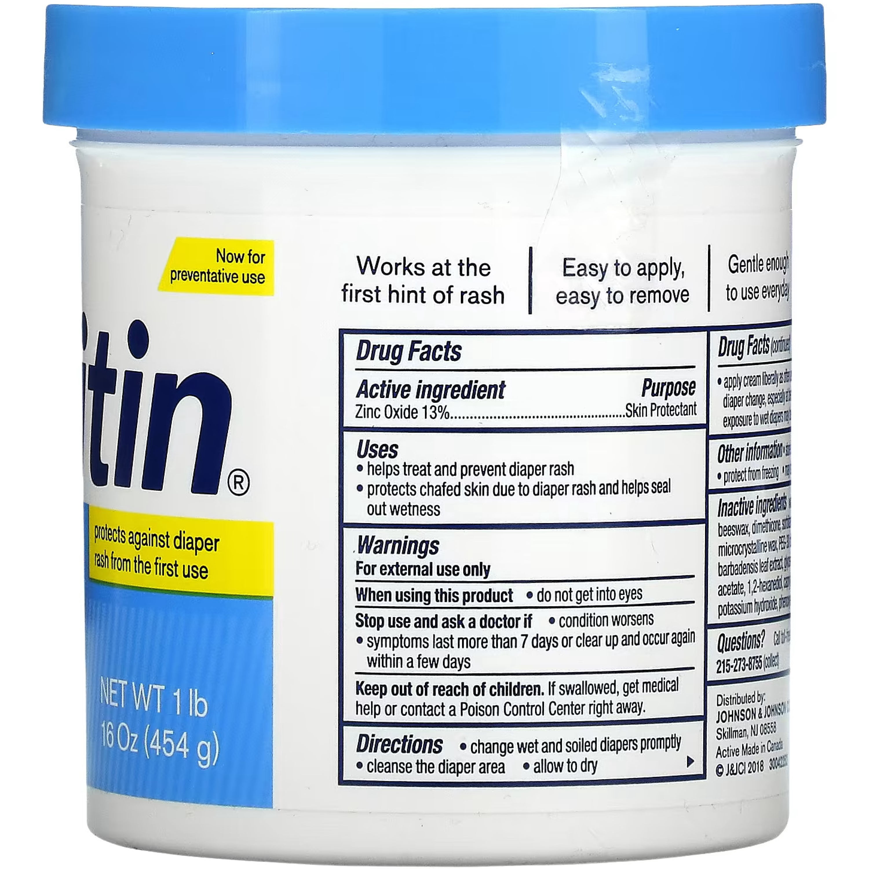 "Daily Defense Baby Diaper Rash Cream with Zinc Oxide to Treat, Relieve & Prevent diaper rash, Hypoallergenic, Dye-, Phthalate- & Paraben-Free, 16 oz"