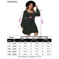 thumbnail image 5 of Women's Plus Size Elegant Square Neck Sweater Dress Midi Casual Tie Waist Dress, 5 of 5