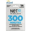 NET10 $30 Prepaid Card, 300 min for talk/web or 600 texts and 60 days of service (email delivery)