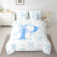 thumbnail image 2 of Erosebridal Cartoon Bowknot Bedding King Size, Initial P Letter Bedding Sets King Size, Monogrammed Reversible Comforter Sets with Sheets, Breathable Bedroom Decorative, 7pcs, 2 of 4