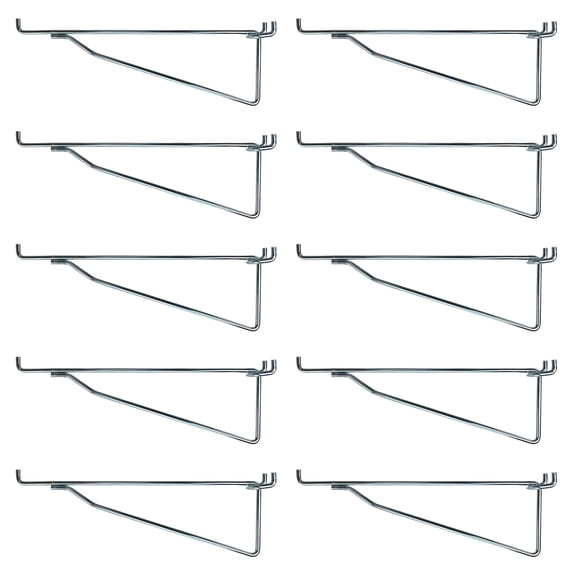(10 Pack) Metal 12 Inch Shelf Bracket Garage Peg Hanger for 1/8"  1/4" Pegboard
