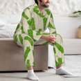 thumbnail image 5 of Mens Pajamas Set, Asparagus green design Button Down Long Sleeve Loungewear Sleepwear Pjs sets for Men, 5 of 5