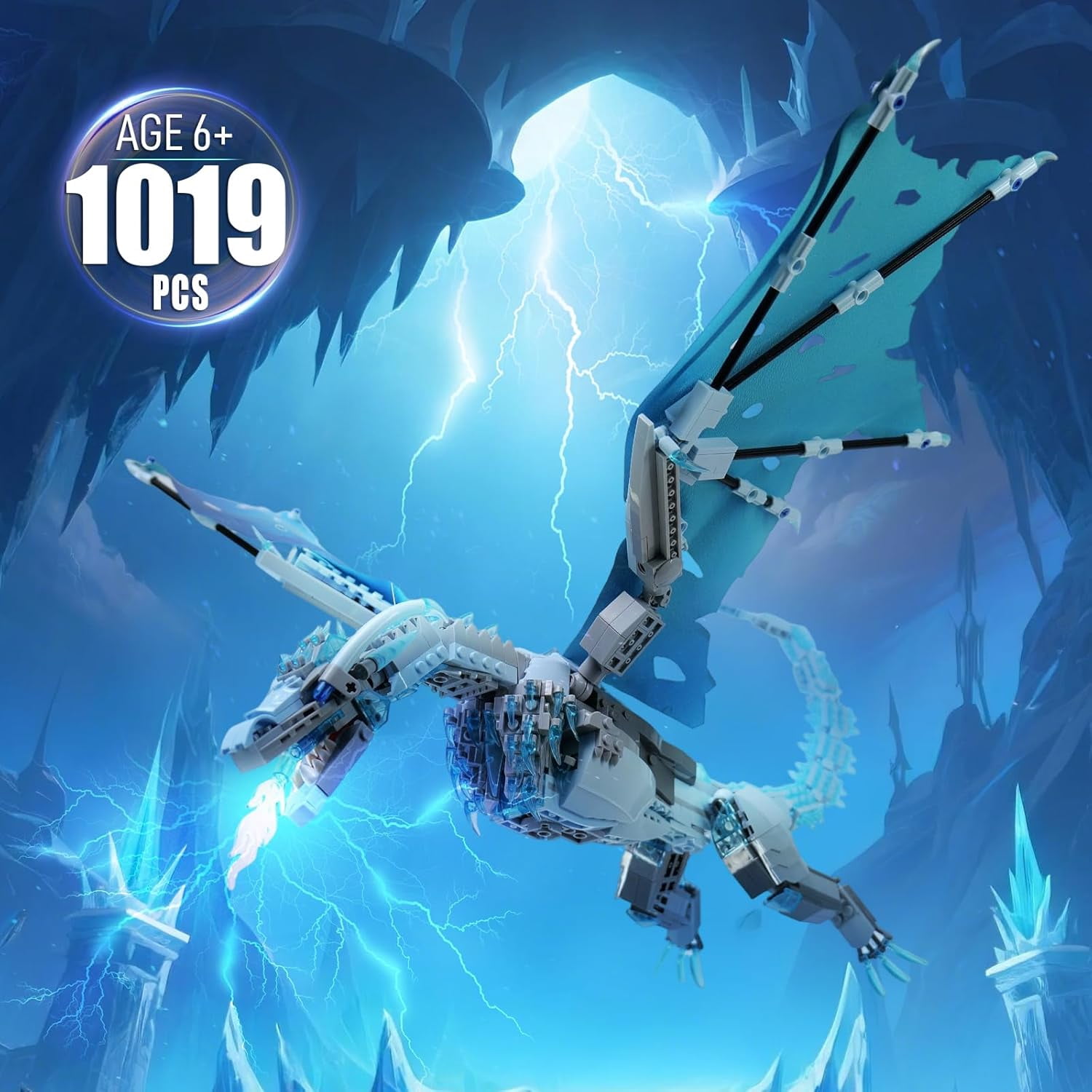 BrixVibe Ice Dragon Building Set Compatible with Lego Animal for