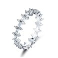 thumbnail image 2 of Sterling Silver Geometric Full Circle Zircon Ring Electroplated Womens Fashion Jewelry Gift, 2 of 4