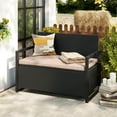 thumbnail image 4 of Costway Patio Storage Bench Wicker Loveseat with Built-in Storage & Long Seat Cushion Black, 4 of 9