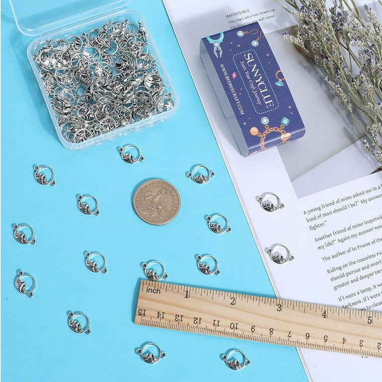 1Box 120Pcs Mountain Charms Bulk Round Connector Charms Vintage Style Silver Valentine s Day Link Charm for Jewelry Making Charms Supplies DIY Necklace Bracelet Earrings Keychain Gifts Walmart