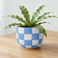 thumbnail image 2 of Mainstays Lennon 6" x 6" x 4.5" Round Blue Checkered Ceramic Planter, 2 of 8