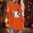 thumbnail image 2 of Womens Fall Halloween Shirt Women's Halloween Graphic Print Long Sleeve Top for Everyday Casual Round Neck Comfortably Soft Women’s T Shirt Orange 3XL, 2 of 4
