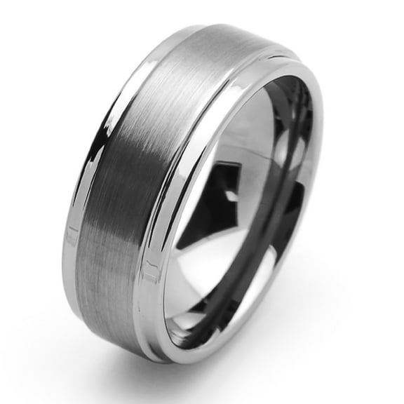 Men's Tungsten Carbide Wedding Band Ring 9mm Comfort Fit Stepped Edges For Men & Women