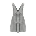 thumbnail image 4 of Oplxuo Women Y2k Plaid Mini Dress Casual Deep V Neck Sleeveless Bow Tie Shoulder Tiered Flowy A-Line Short Gingham Sundress, 4 of 7