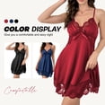 thumbnail image 4 of QYLUX Women Nightgown Sexy Sleepwear V-neck Modal Babydoll Lace Chemise Lingerie Lounge Dress, 4 of 9