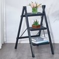 thumbnail image 2 of 3 Step Ladder, Folding Step Stool With Wide Anti Slip Pedal, Convenient Handgrip, Lightweight For Household Garage Storage Black, 2 of 5