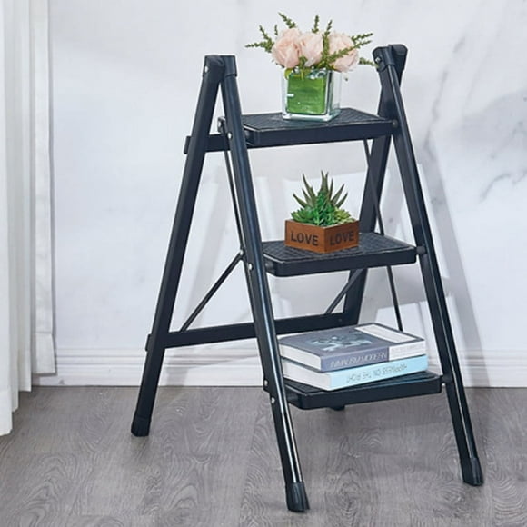 Ladder Bookshelf,3 Step Ladder 3 Folding Step Ladder Step Ladder Compact and Lightweight