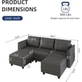 thumbnail image 6 of LLappuil Modular Sectional Sofa, 86" U-Shaped Sectional Couch with Storage, Modular Sectional Sofa Couch with 2 Storage Ottoman, Faux Leather Fabric Waterproof 5 Seat Sectional Sofa Gray, 6 of 8