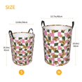 thumbnail image 3 of Fuzoiu Abstract Pink Plaid Butterfly Print Circular Hamper,Laundry Basket with Handle,Collapsible Laundry,Dirty Clothes Storage Basket,for Bedroom Bathroom Dorm Living Room-Small, 3 of 6