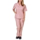 thumbnail image 1 of Conjunto de uniforme médico para mujer Nikou color rosa cuello en V verano suave fino secado rápido M, 1 of 12