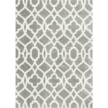 HomeRoots 350186 7 ft. 10 in. x 10 ft. 6 in. Microfiber Grey & Ivory Area Rug