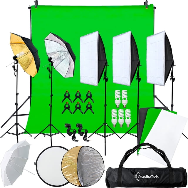 Kit Estudio Fotografico Set Softbox Audiotek Cicloramas Sombrilla