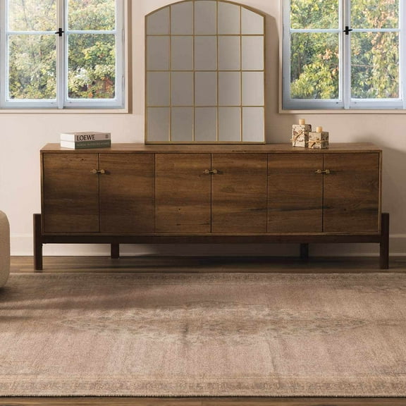 Hauteloom Artyom Living Room, Bedroom Area Rug - Traditional - Off White, Peach, Brown - 2' x 3'