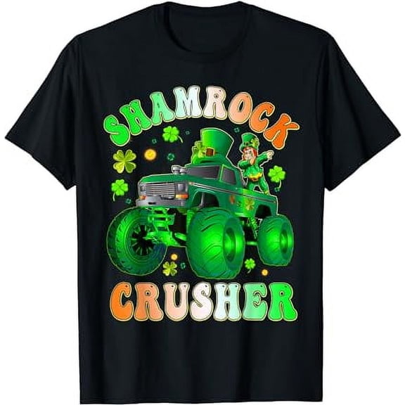 Saint Patricks Day Monster Truck Shamrock Crusher T-Shirt