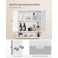 thumbnail image 4 of Armario de Baño, Armario de Pared, 13 x 56.5 x 58.5 cm, Puerta con Doble Espejo, Estantes de Altura Ajustable, Blanco MLHC002, 4 of 9