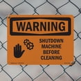 thumbnail image 4 of Shutdown Machine Before Cleaning With Symbol OSHA WARNING Rigid Plastic Sign 18 Inch x 12 Inch - 10 Pack, 4 of 8
