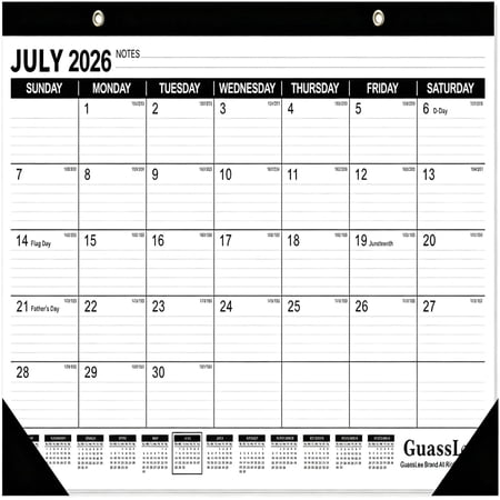 OuMuaMua Desk Calendar, 2026-2027 Academic Calendar 17 x 11.5 in 18-Month Academic Planner Jul 2026 to Dec 2027, Julian Date for Home School Office Daily Organization
