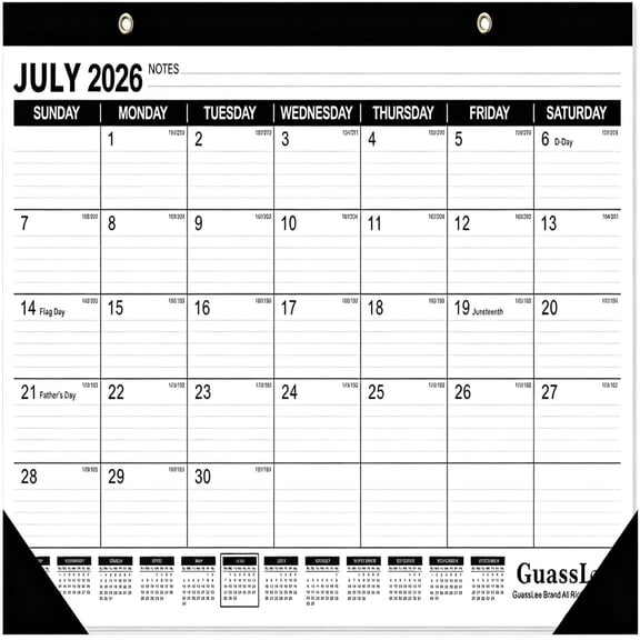 OuMuaMua Desk Calendar, 2026-2027 Academic Calendar 17 x 11.5 in 18-Month Academic Planner Jul 2026 to Dec 2027, Julian Date for Home School Office Daily Organization