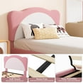 thumbnail image 6 of Eastvita Twin Size Princess Platform Bed Frame - Adjustable Scallop Velvet Headboard, Pink + White, 6 of 6